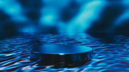 Poster - Abstract blue water-inspired podium design for modern presentations and displays
