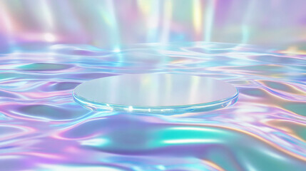 Aufkleber - Iridescent abstract background with central podium for display