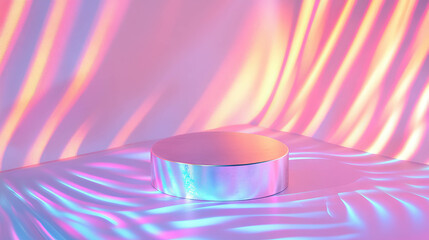 Poster - Abstract background with podium and vibrant light reflections for creative design