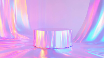 Aufkleber - Modern abstract background with iridescent podium and drapes for creative design projects