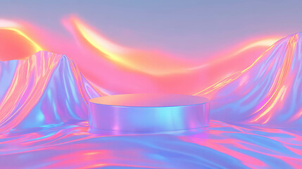 Poster - Futuristic abstract background with colorful podium for design and display concepts