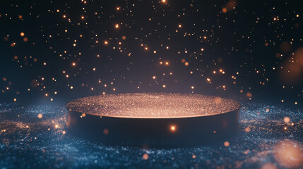 Poster - Mystical abstract background with glittering podium for event display design