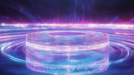 Poster - Futuristic abstract background with rotating glass podium for design projects