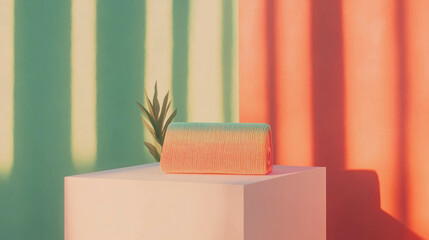 Aufkleber - Minimalist abstract background with white podium and geometric shadows
