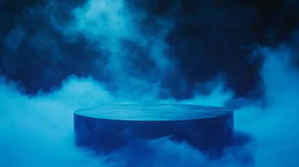 Aufkleber - Mysterious abstract background featuring a textured stone podium in a misty environment