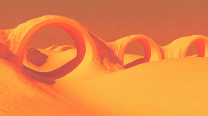 Aufkleber - Abstract background with textured arches and desert landscape for creative design