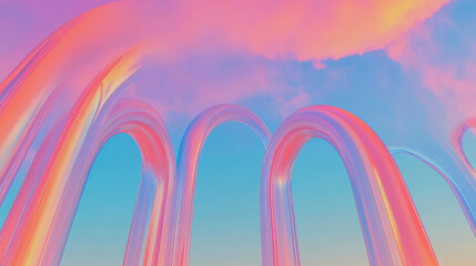 Poster - Abstract pastel sky with geometric arches for modern design concepts