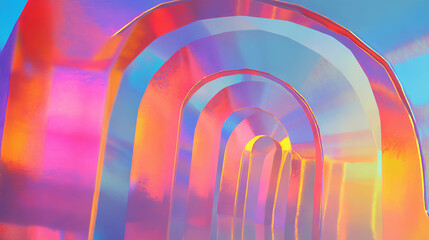 Leinwandbilder - Abstract colorful archway in surreal stained glass style for artistic design