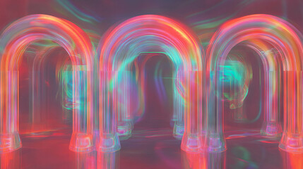 Poster - Abstract background featuring intersecting colorful arches for contemporary design