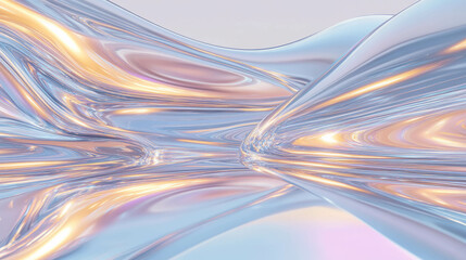 Poster - Abstract liquid metal textures with flowing metallic waves and reflections