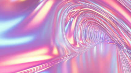 Poster - Futuristic tunnel with smooth metallic arches in abstract design