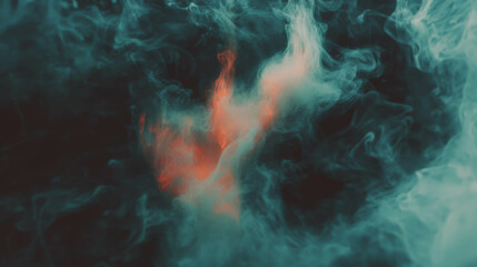 Poster - Mystical abstract swirling smoke on dark background for creative design