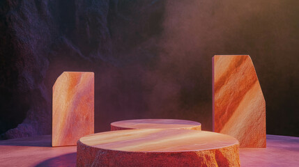 Poster - Abstract geometric art background with textured shapes in atmospheric lighting
