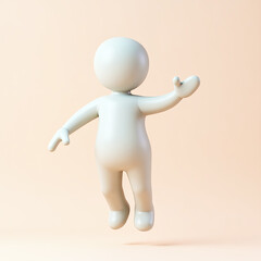 Fototapete - 3d rendered light-grey figure in a playful floating pose