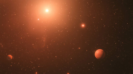 Poster - Celestial landscape with glowing stars and planets for cosmic design