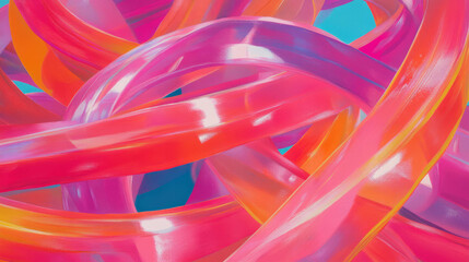 Poster - Vibrant abstract art with flowing ribbons of color for modern design themes