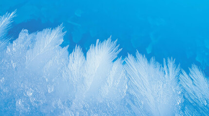 Poster - Frozen crystal patterns against a cool blue abstract background