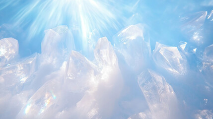 Poster - Abstract winter scene with frozen crystal patterns and icy textures for decorative use