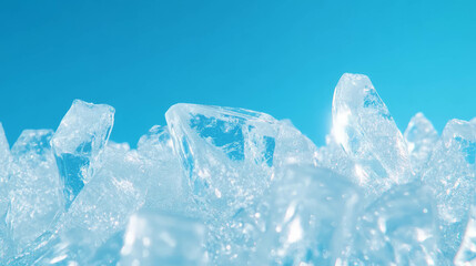 Poster - Breathtaking abstract frozen ice textures against blue sky for creative design