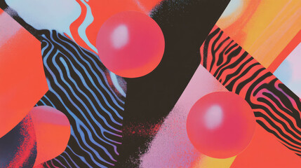 Poster - Vibrant abstract background with overlapping geometric shapes and bold colors