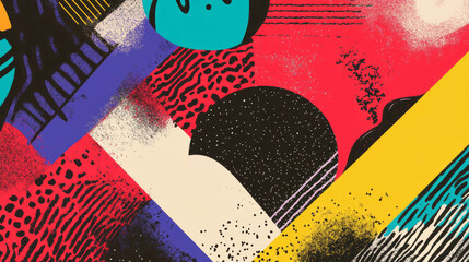 Poster - Vibrant abstract design with overlapping geometric shapes for modern art projects