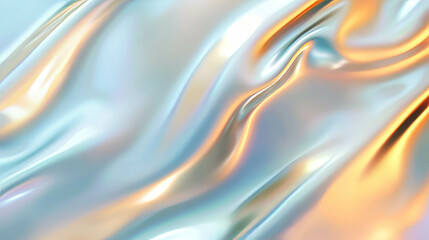 Poster - Abstract liquid metal texture with soft waves and iridescent shine for creative design