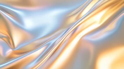Fototapete - Metallic reflection abstract background with soft waves and warm hues