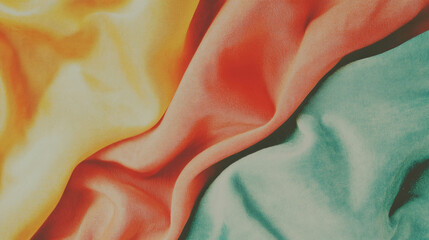 Poster - Vibrant abstract background with warm textured fabric waves for creative design