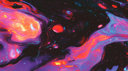 Poster - Cosmic abstract background with swirling galaxies in vivid colors for creative design