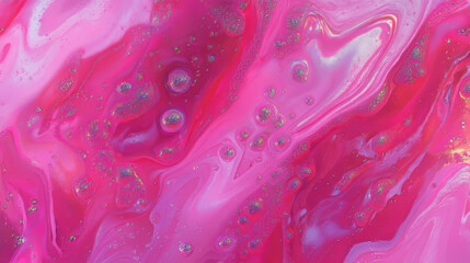 Poster - Vivid fuchsia pink oil texture with abstract liquid patterns for modern design