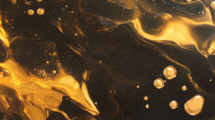Aufkleber - Abstract dark gold oil texture with swirling patterns and bubbles