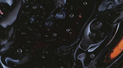 Poster - Abstract dark maroon oil texture with bubbles for creative design
