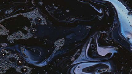 Poster - Abstract texture of dark sapphire blue oil with bubbles