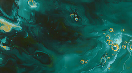 Poster - Abstract deep teal oil texture with bubbles for creative design