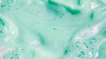 Poster - Close up of light mint green liquid texture for background or design