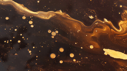 Poster - Close-up of shimmering bronze oil texture with abstract patterns for artistic design
