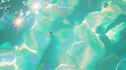 Poster - Mystic translucent turquoise oil texture with shimmering highlights