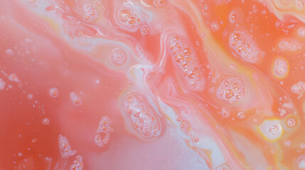 Poster - Abstract coral oil texture with bubbles for creative design and decoration