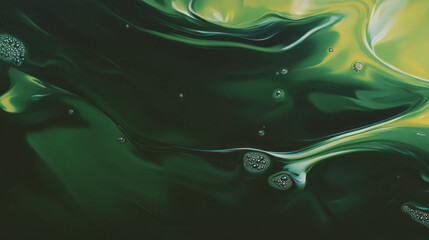 Poster - Abstract close-up of olive green oil substance with bubbles for design and decoration