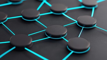 Aufkleber - Abstract Network Connection Art Digital Realm Visual Representation Dark Background Futuristic Style