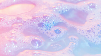 Poster - Vibrant liquid detergent texture with colorful suds and bubbles