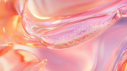 Poster - Close up of liquid perfume texture with tiny bubbles in pastel shades for beauty and cosmetic design