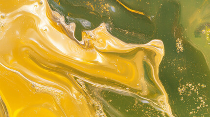 Poster - Vibrant swirls and textures of olive oil close up abstract background