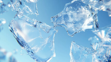 Poster - Captivating cracked ice with jagged edges and frozen bubbles in winter