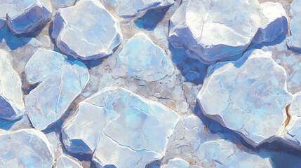 Poster - Winter texture of cracked ice with jagged edges and frozen bubbles for design or background