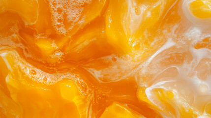 Poster - Elegant and clean texture of close-up mango soda for refreshing beverage design