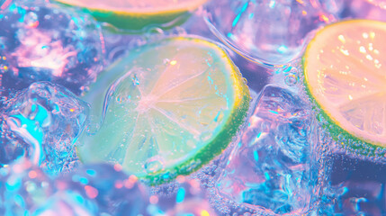Poster - Refreshing citrus lime and ice texture for beverage design