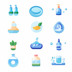 Poster - Skincare and Hygiene Product Illustration: Serums, Soap, and Cleanliness
