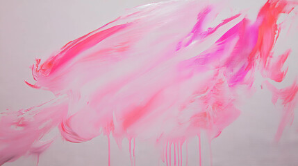 Poster - Minimalistic abstract white and pink painting with textural accents for modern decor