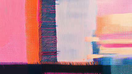 Poster - Abstract textile art with vibrant woven fabric patterns for creative design